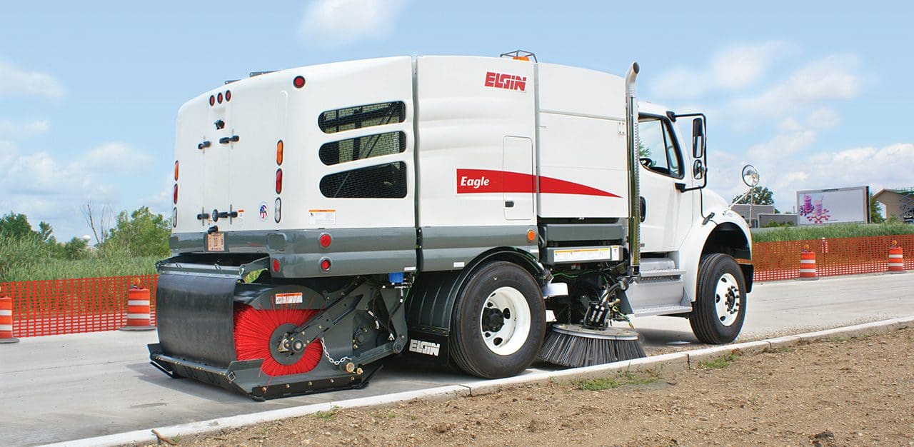 Red Street Sweeping Truck