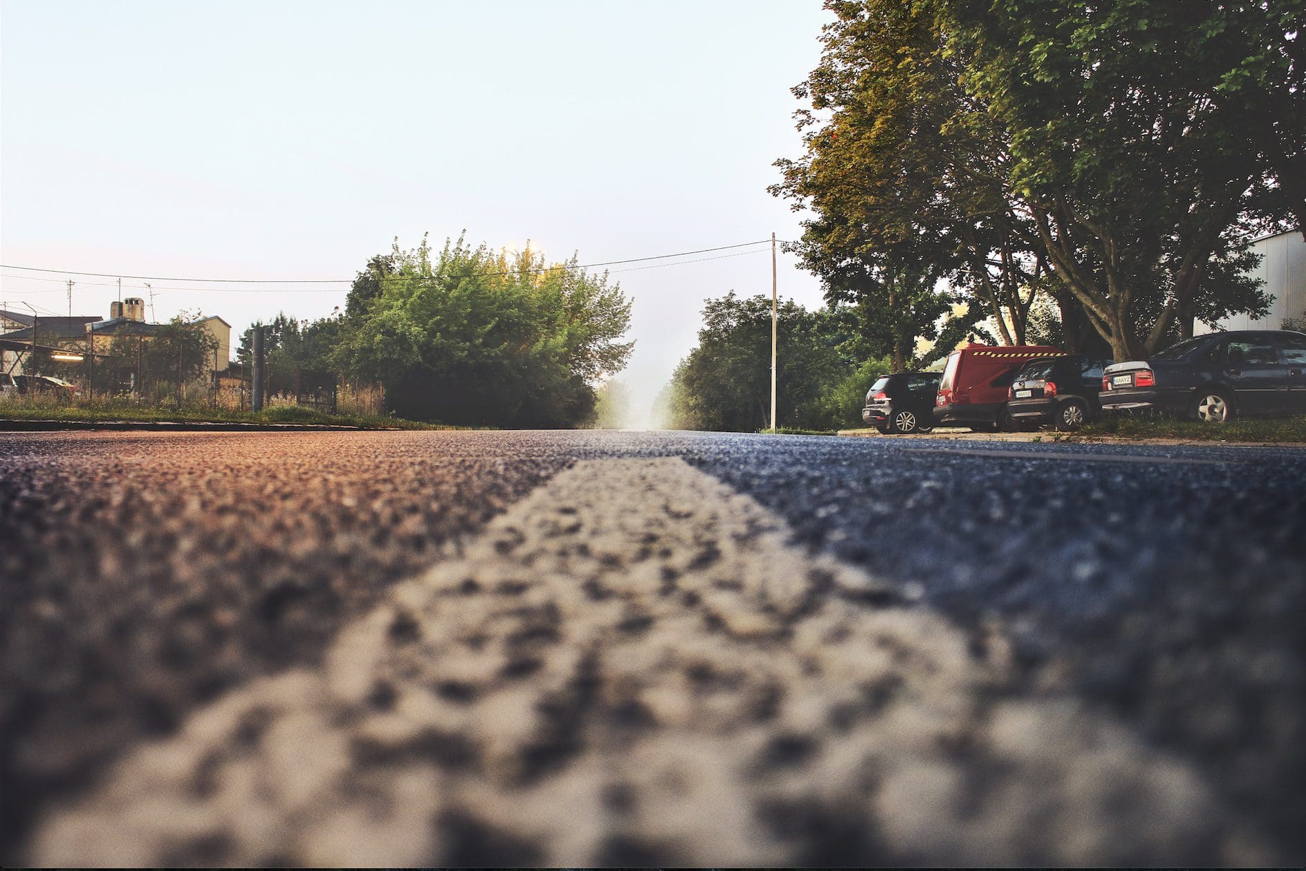 Clean Roadway with Sunset